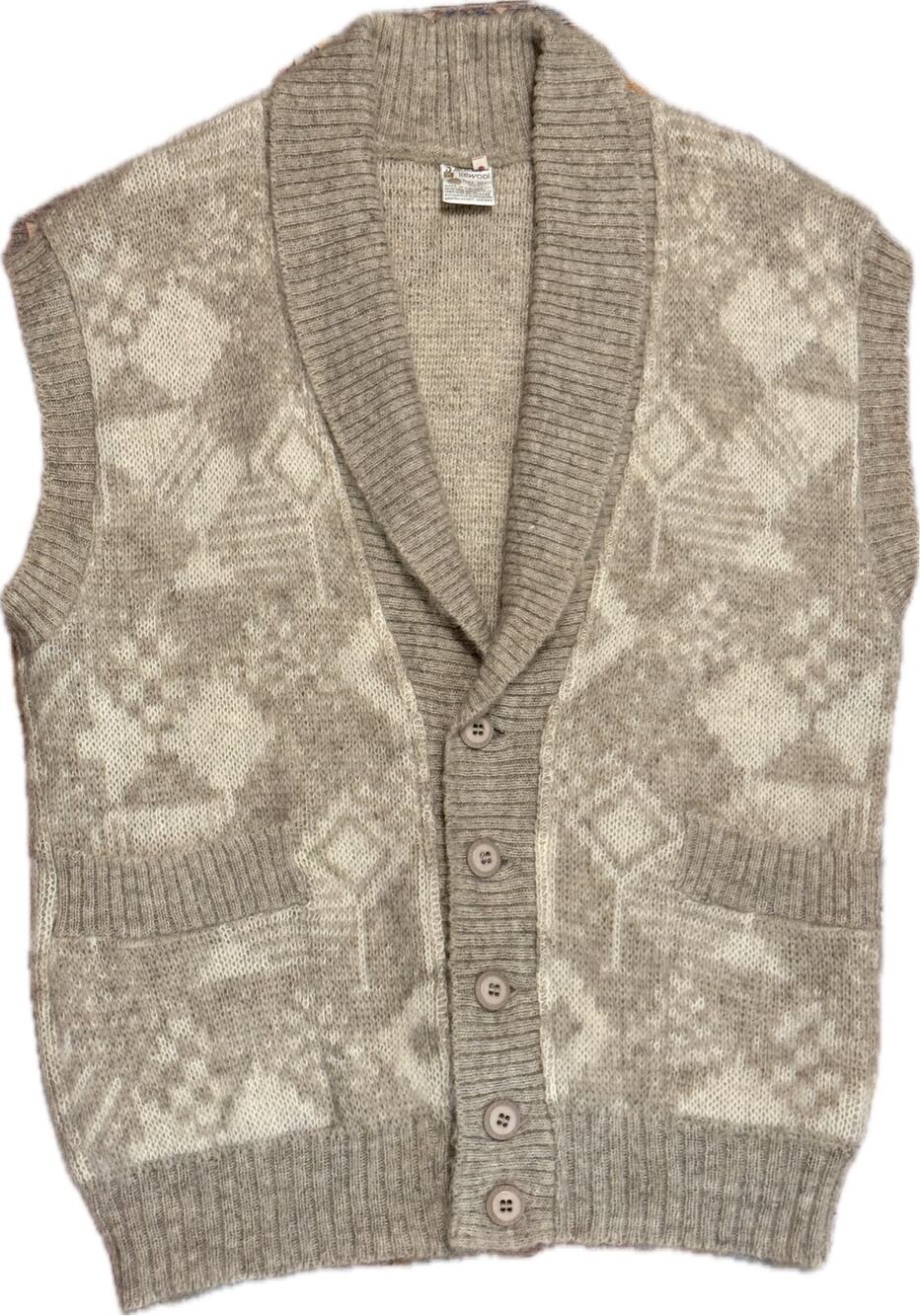Vtg 70s Alafoss Icewool Iceland Pure New Wool Shawl Cardigan Sweater Vest Small